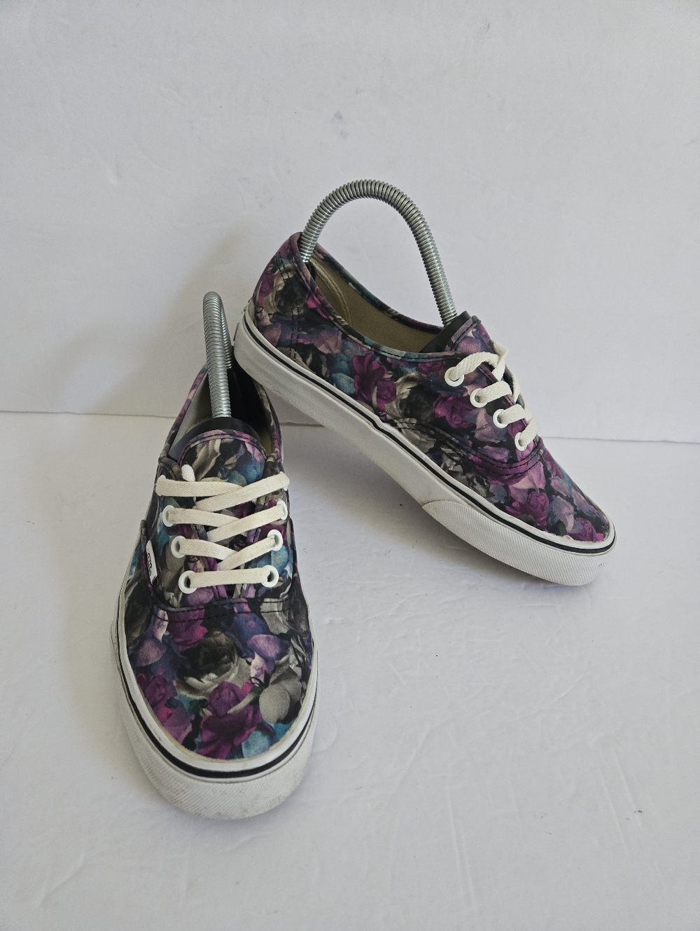 Vans Authentic Floral Roses Purple Blue Shoes Size 7.5 - Picture 8 of 13